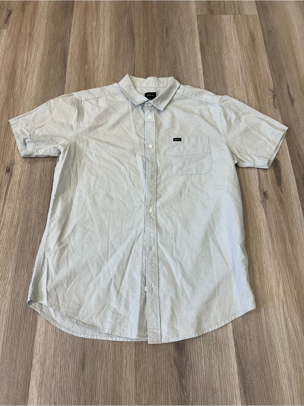 RVCA Pale Blue Short Sleeve Button-Down Shirt